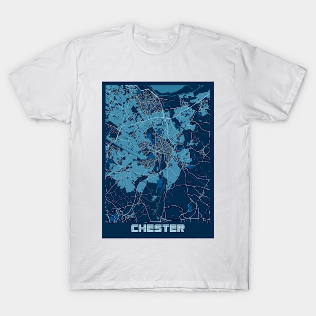 Chester - United Kingdom Peace City Map T-Shirt by tienstencil